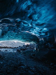 Preview wallpaper cave, ice, stones, frozen, glacier