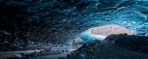 Preview wallpaper cave, ice, stones, nature, blue