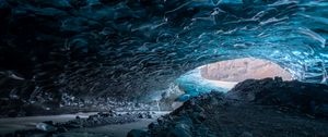 Preview wallpaper cave, ice, stones, nature, blue