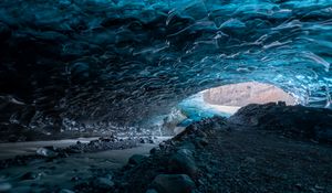 Preview wallpaper cave, ice, stones, nature, blue