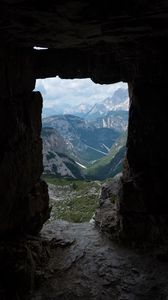 Preview wallpaper cave, mountains, stone, view, landscape