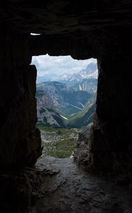 Preview wallpaper cave, mountains, stone, view, landscape