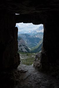 Preview wallpaper cave, mountains, stone, view, landscape