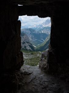 Preview wallpaper cave, mountains, stone, view, landscape