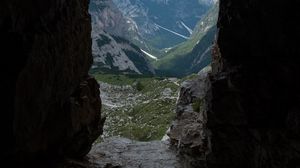 Preview wallpaper cave, mountains, stone, view, landscape