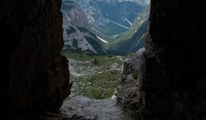 Preview wallpaper cave, mountains, stone, view, landscape