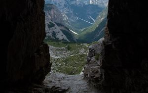 Preview wallpaper cave, mountains, stone, view, landscape