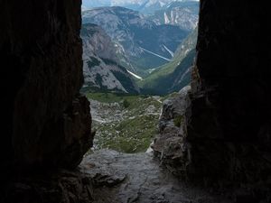 Preview wallpaper cave, mountains, stone, view, landscape