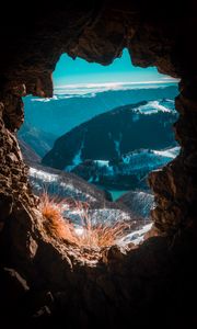 Preview wallpaper cave, mountains, view, landscape