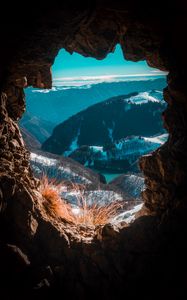 Preview wallpaper cave, mountains, view, landscape