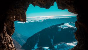Preview wallpaper cave, mountains, view, landscape