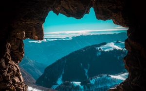 Preview wallpaper cave, mountains, view, landscape
