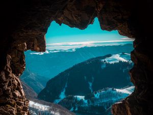 Preview wallpaper cave, mountains, view, landscape