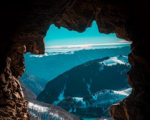 Preview wallpaper cave, mountains, view, landscape