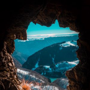 Preview wallpaper cave, mountains, view, landscape
