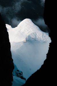 Preview wallpaper cave, peak, snow, mountain