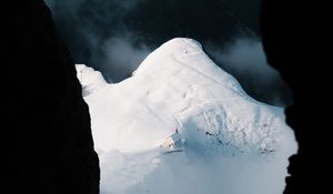 Preview wallpaper cave, peak, snow, mountain