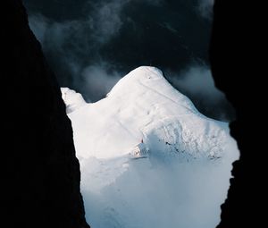 Preview wallpaper cave, peak, snow, mountain