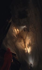 Preview wallpaper cave, people, art, rock climbing, dark