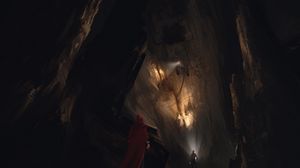 Preview wallpaper cave, people, art, rock climbing, dark