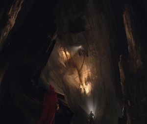 Preview wallpaper cave, people, art, rock climbing, dark