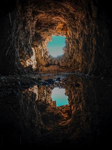 Preview wallpaper cave, puddle, water, reflection