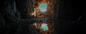 Preview wallpaper cave, puddle, water, reflection