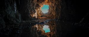 Preview wallpaper cave, puddle, water, reflection