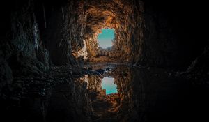 Preview wallpaper cave, puddle, water, reflection