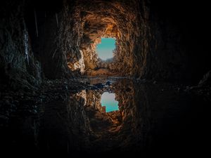 Preview wallpaper cave, puddle, water, reflection