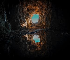 Preview wallpaper cave, puddle, water, reflection