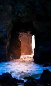 Preview wallpaper cave, rock, light, water, stones