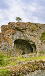 Preview wallpaper cave, rock, tree