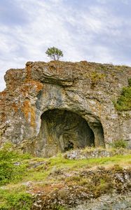 Preview wallpaper cave, rock, tree