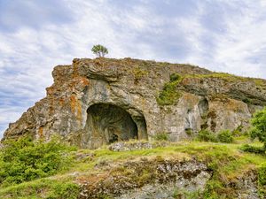 Preview wallpaper cave, rock, tree