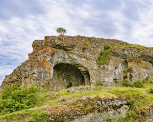 Preview wallpaper cave, rock, tree