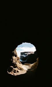 Preview wallpaper cave, rock, water, waves, dark