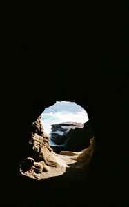 Preview wallpaper cave, rock, water, waves, dark