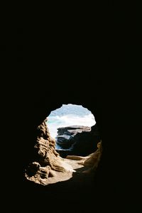 Preview wallpaper cave, rock, water, waves, dark