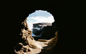 Preview wallpaper cave, rock, water, waves, dark