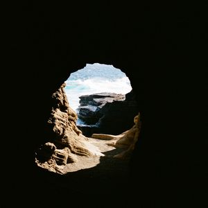 Preview wallpaper cave, rock, water, waves, dark