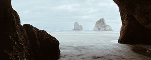 Preview wallpaper cave, rocks, beach, sea