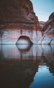 Preview wallpaper cave, rocks, lake, reflection