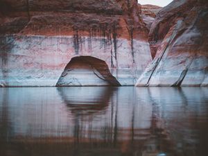 Preview wallpaper cave, rocks, lake, reflection