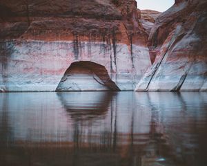Preview wallpaper cave, rocks, lake, reflection