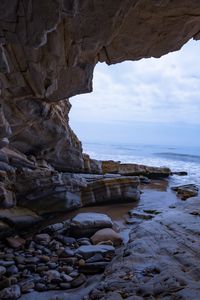 Preview wallpaper cave, rocks, sea, waves, water