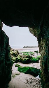 Preview wallpaper cave, rocks, stones, beach