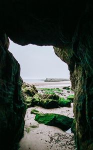 Preview wallpaper cave, rocks, stones, beach