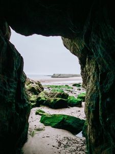 Preview wallpaper cave, rocks, stones, beach