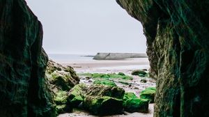 Preview wallpaper cave, rocks, stones, beach